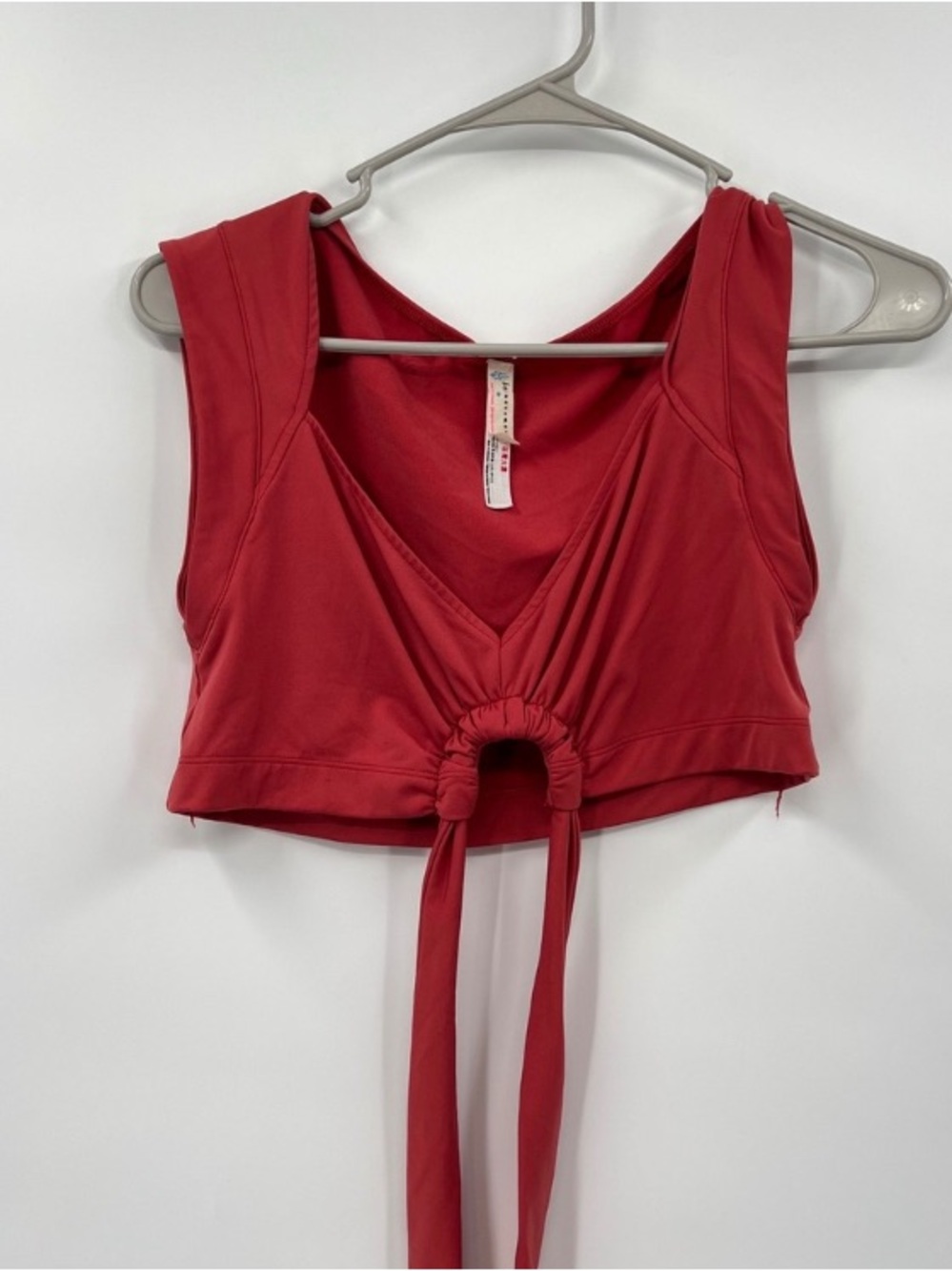 Tie-Front V-Neck Crop Top in Red - Women
